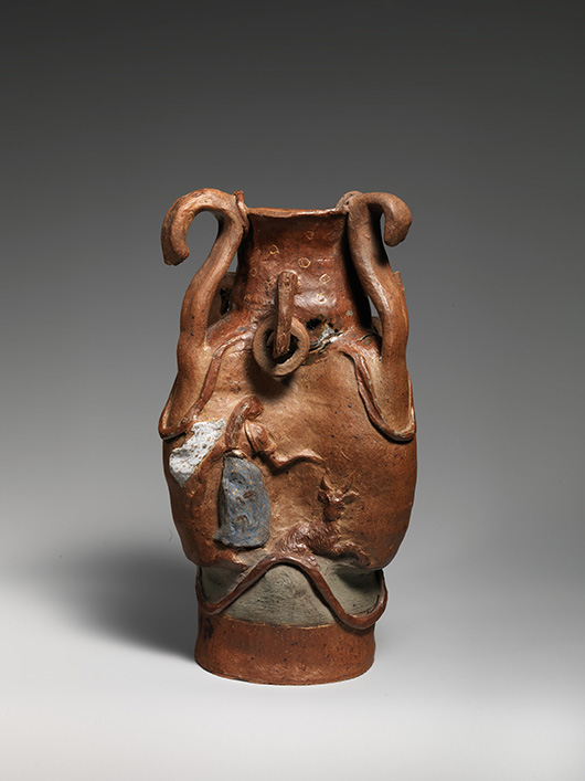 'Vessel with Women and Goats,' French (Paris), ca. 1886-87, stoneware, 7 7/8 × 4 5/8 × 4 3/8 in. The Metropolitan Museum of Art, Robert A. Ellison Jr. Collection, Purchase, Acquisitions Fund; Louis V. Bell, Harris Brisbane Dick, Fletcher, and Rogers Funds and Joseph Pulitzer Bequest; and 2011 Benefit Fund, 2013.
